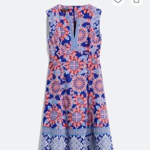 Vibrant Floral Sleeveless Dress in Blue and Pink